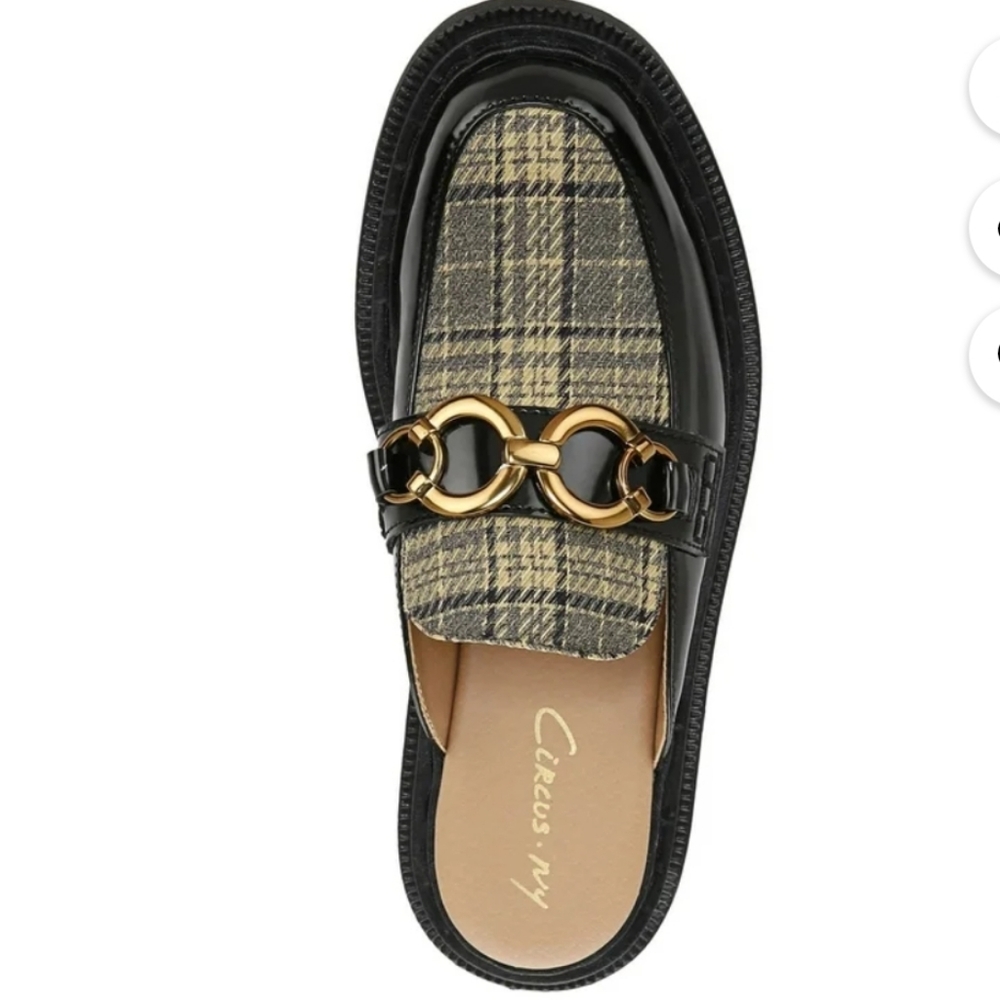 Circus NY By Sam Edelman Plaid Elena Gold Chain Detail Slip On Clogs Size 8